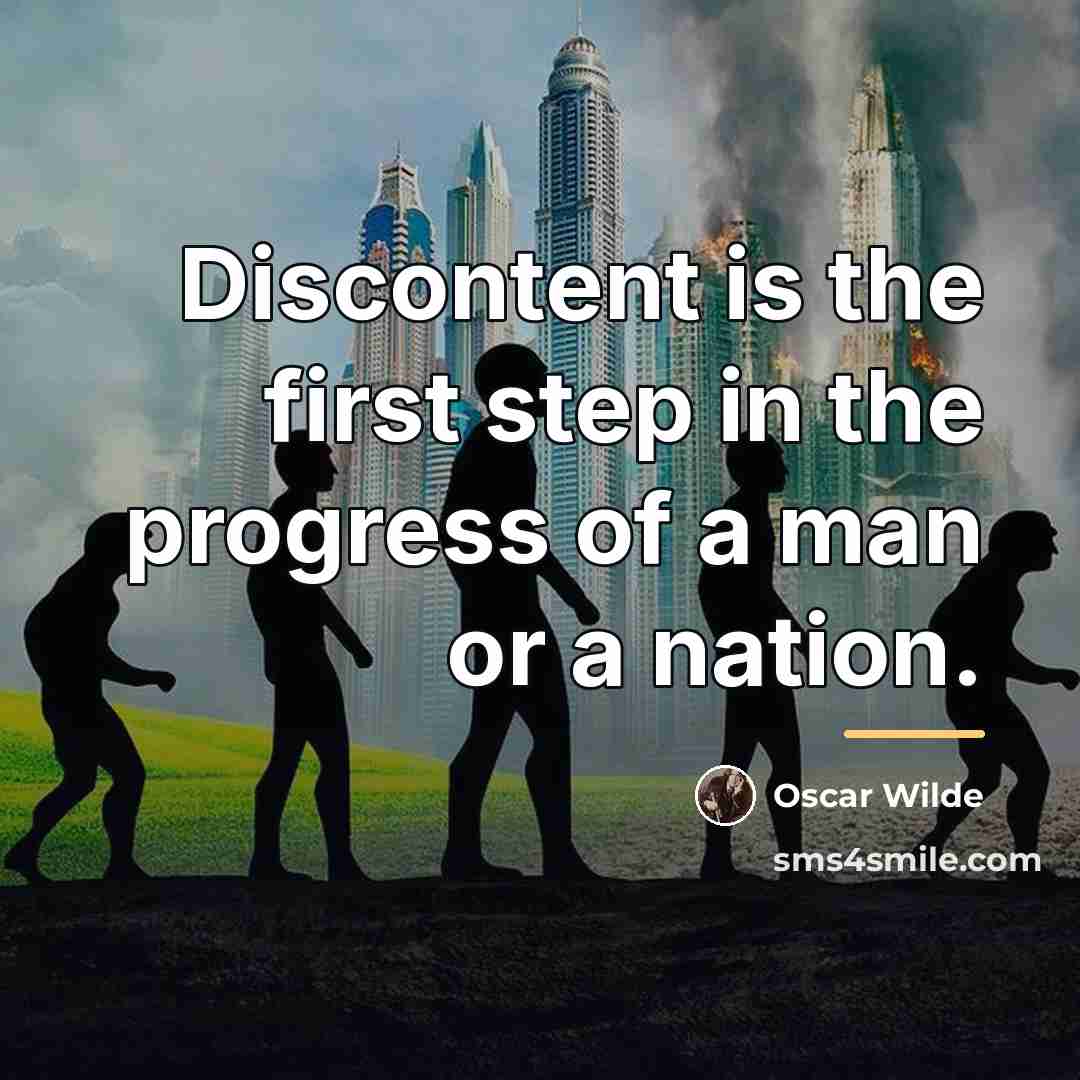 “Discontent is the first step in the progress of a…” quote by Oscar Wilde