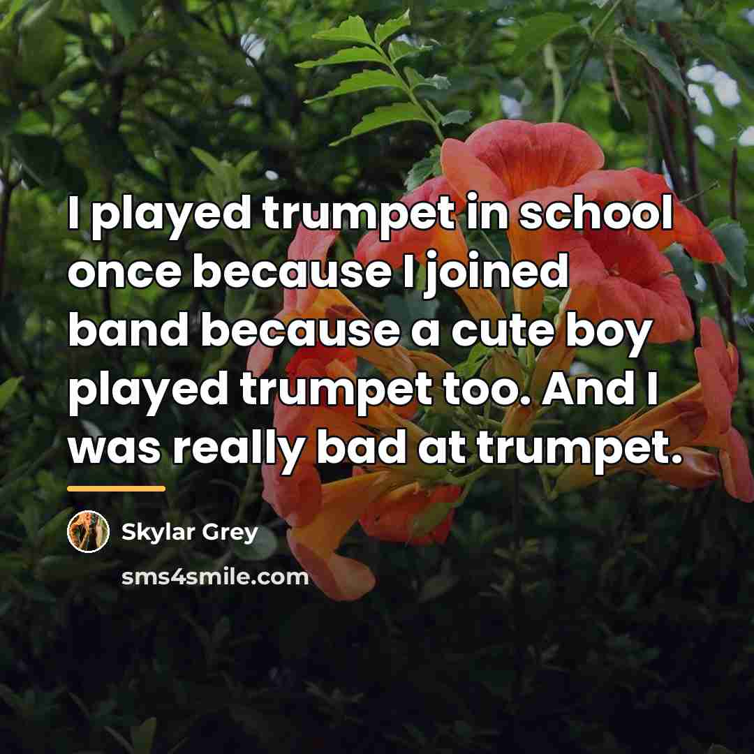 “I played trumpet in school once because I joined band…” quote by Skylar Grey