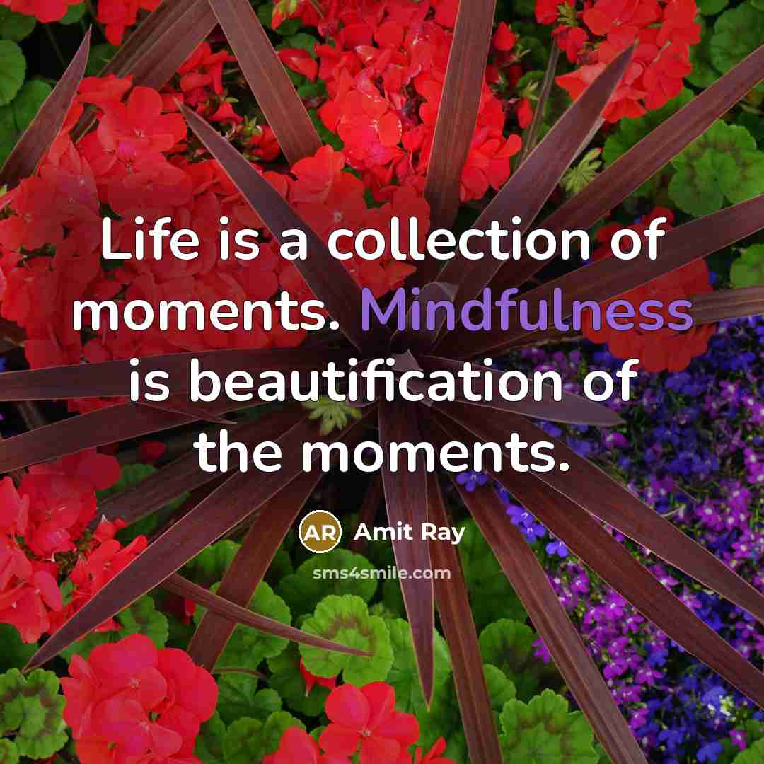 “Life is a collection of moments. Mindfulness is beautification of…” quote by Amit Ray