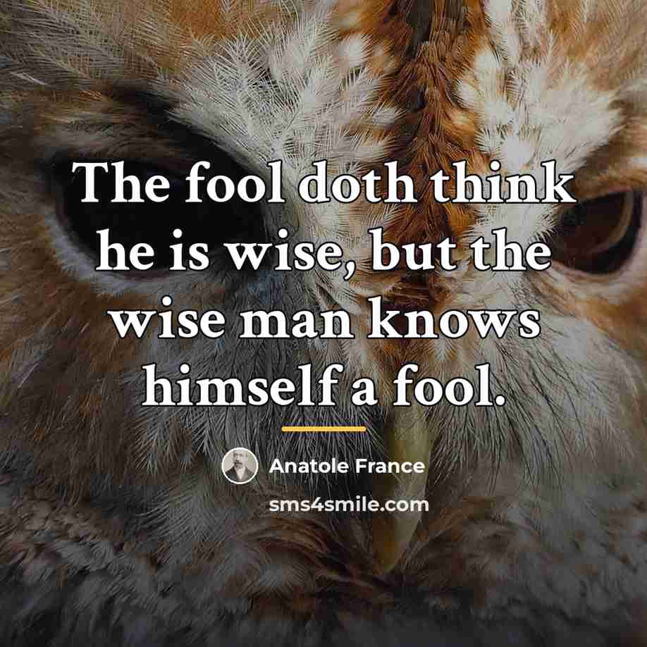 “The fool doth think he is wise, but the wise…” quote by Anatole France