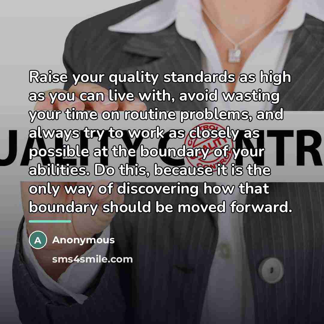 “Raise your quality standards as high as you can live…” quote by Anonymous