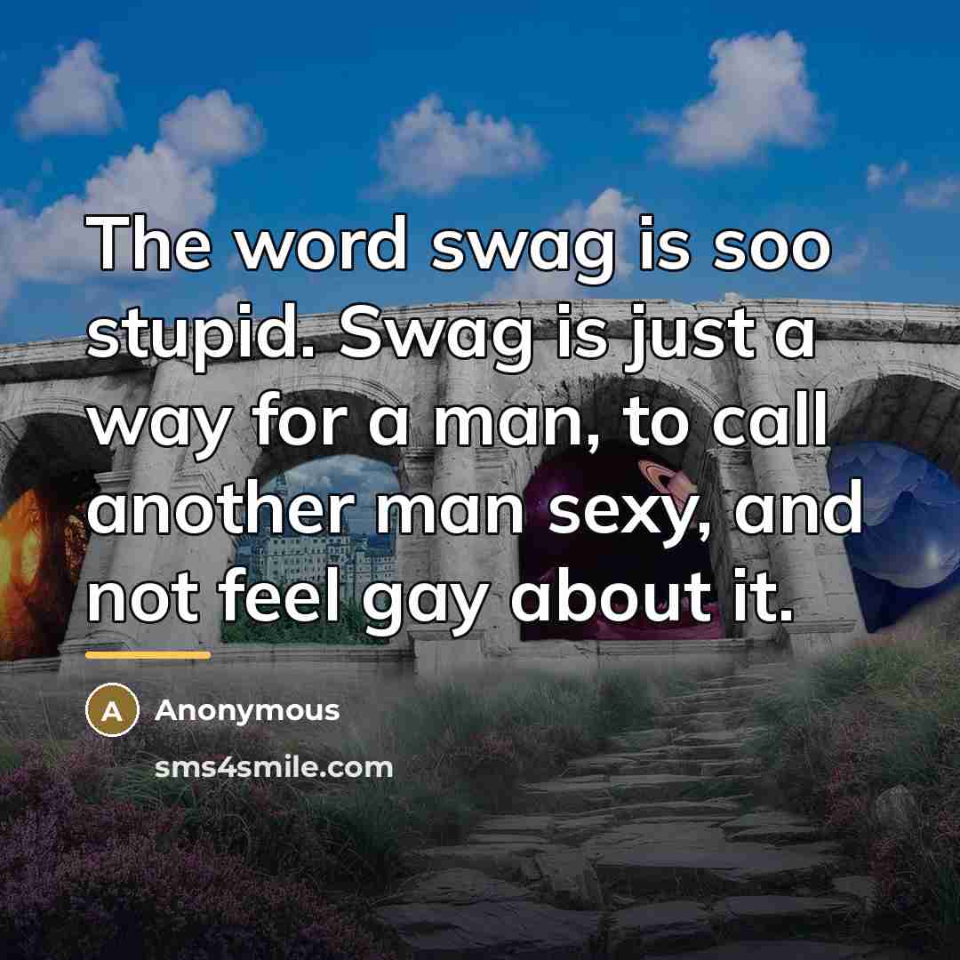 “The word swag is soo stupid. Swag is just a…” quote by Anonymous