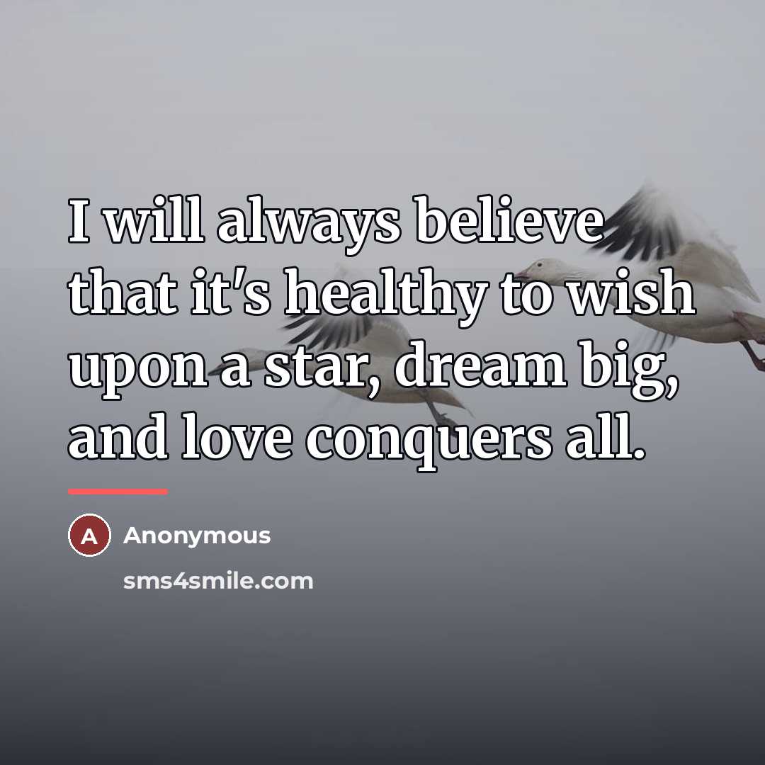 “I will always believe that it's healthy to wish upon…” quote by Anonymous