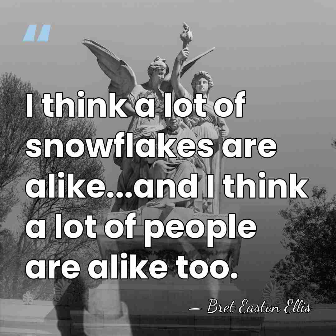 I think a lot of snowflakes are alike...and I think a lot&hellip; - Bret Easton Ellis