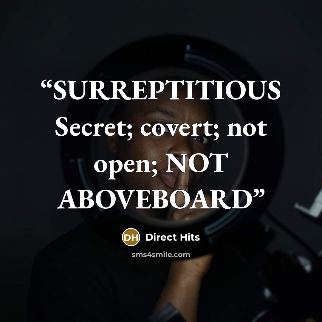 “SURREPTITIOUS Secret; covert; not open; NOT ABOVEBOARD” quote by Direct Hits