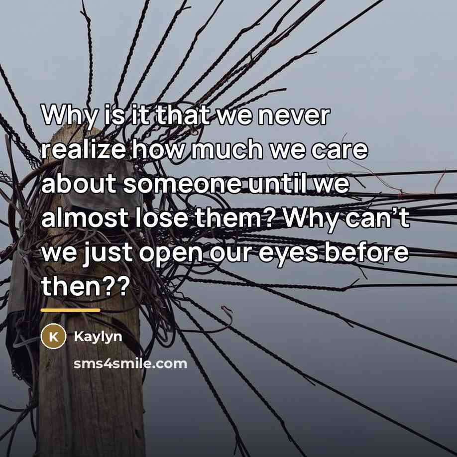 “Why is it that we never realize how much we…” quote by Kaylyn