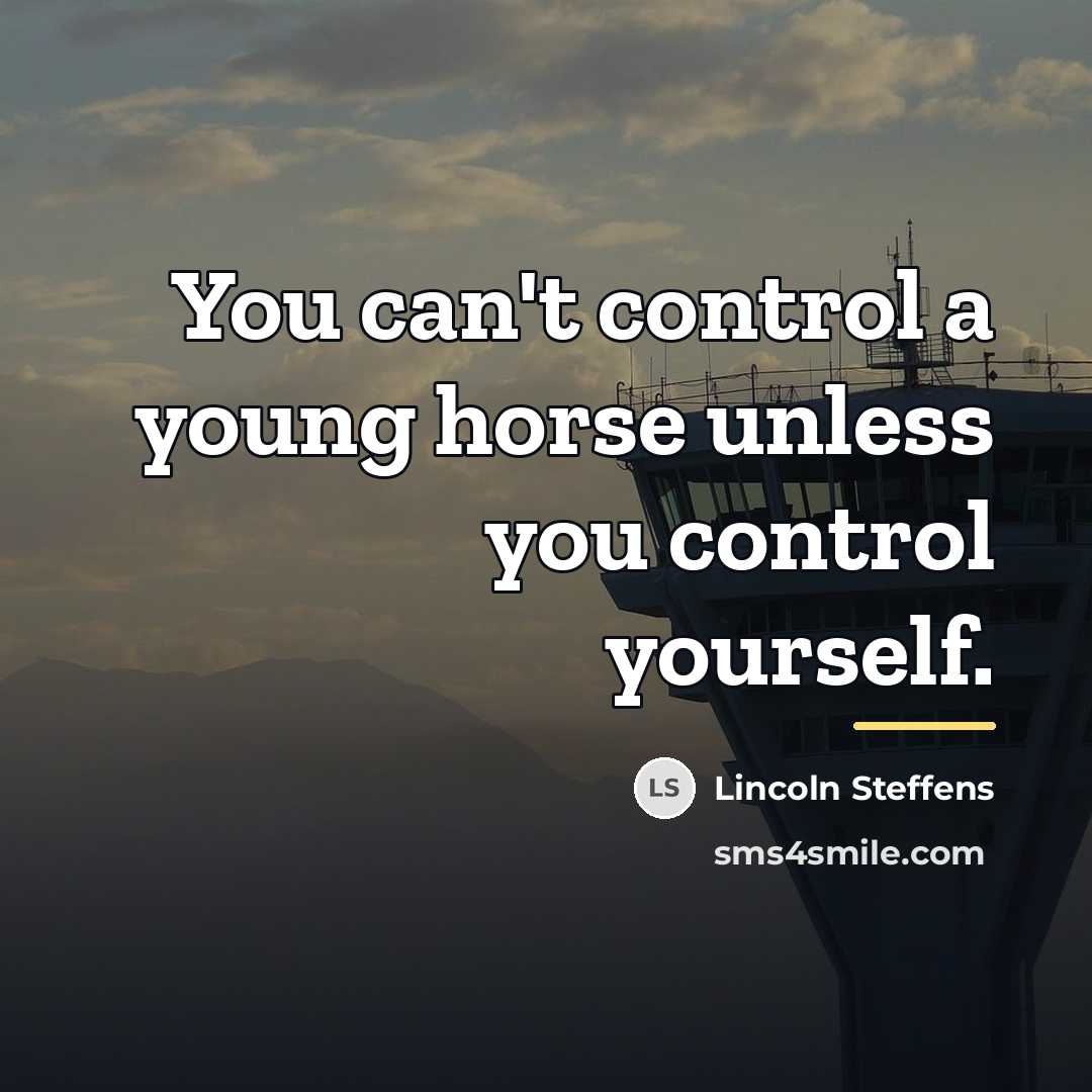 “You can't control a young horse unless you control yourself.…” quote by Lincoln Steffens