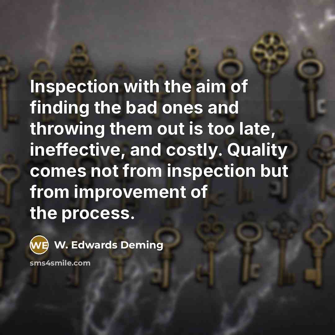“Inspection with the aim of finding the bad ones and…” quote by W. Edwards Deming