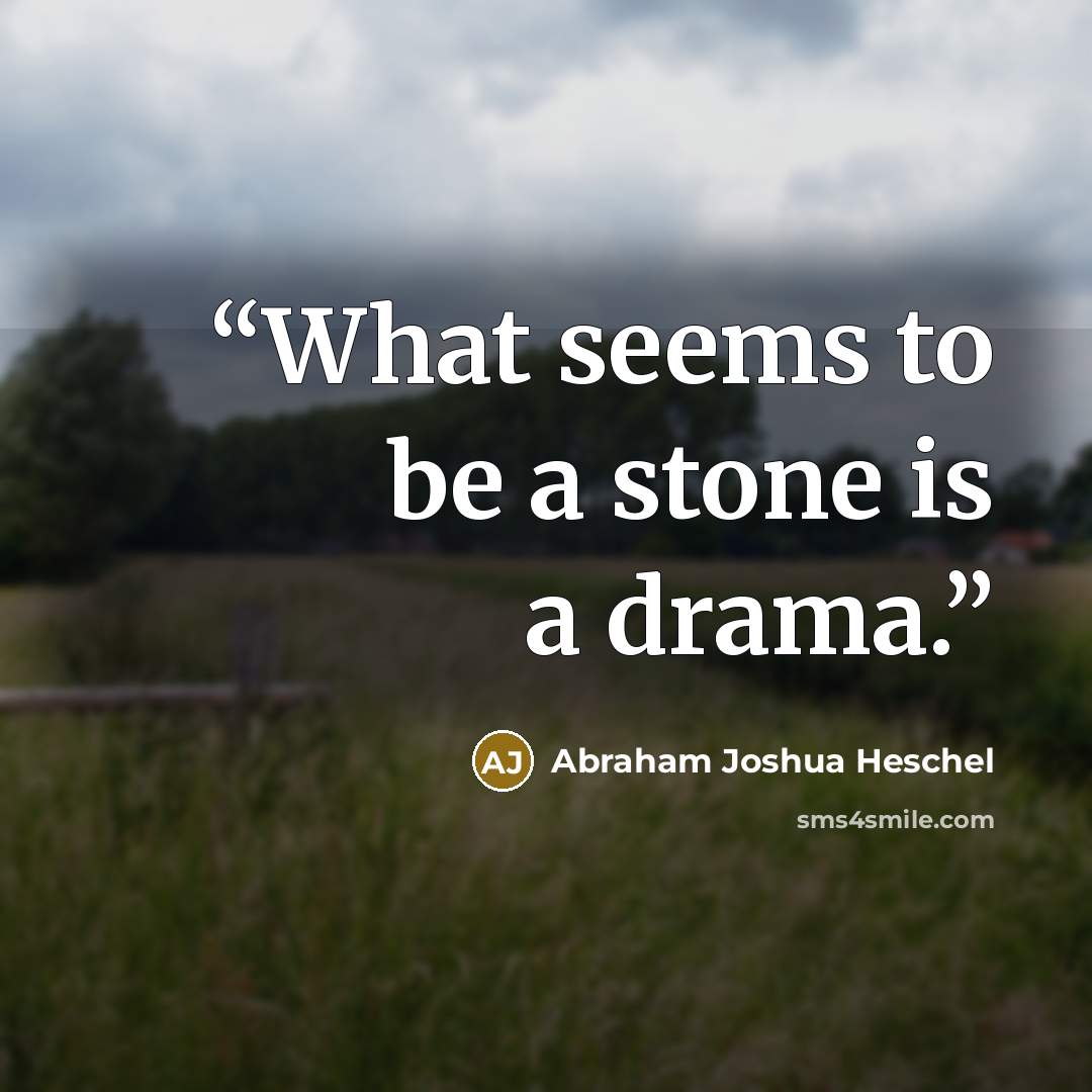 “What seems to be a stone is a drama.” quote by Abraham Joshua Heschel