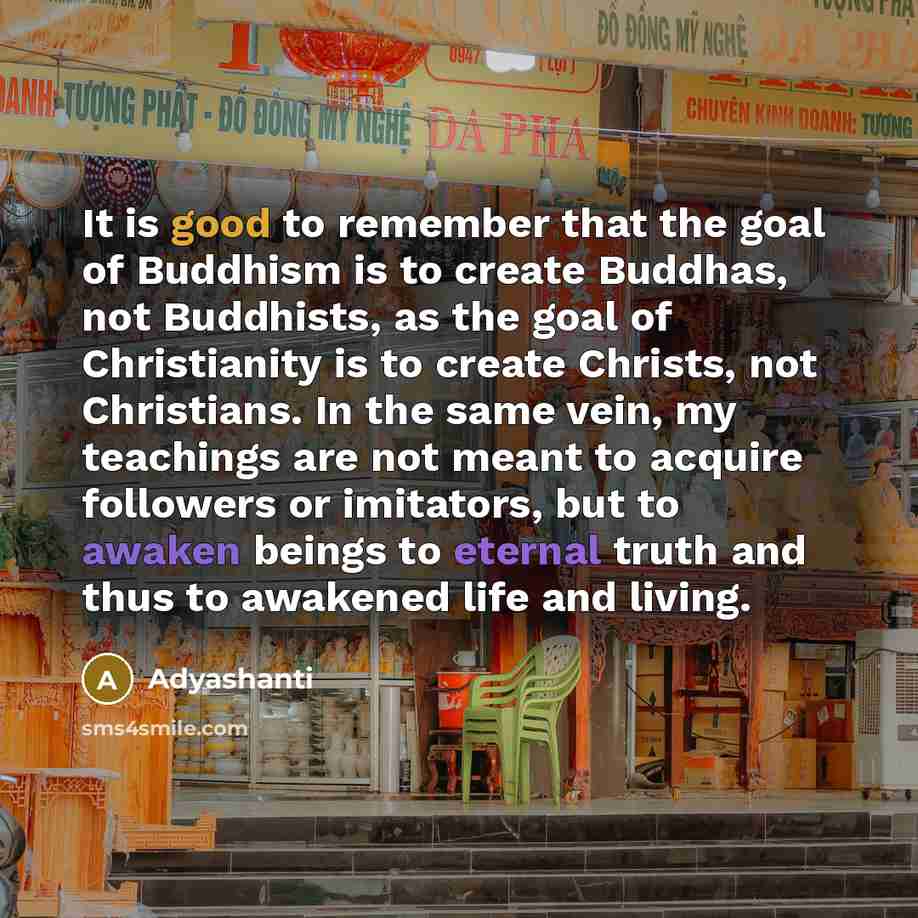 “It is good to remember that the goal of Buddhism…” quote by Adyashanti