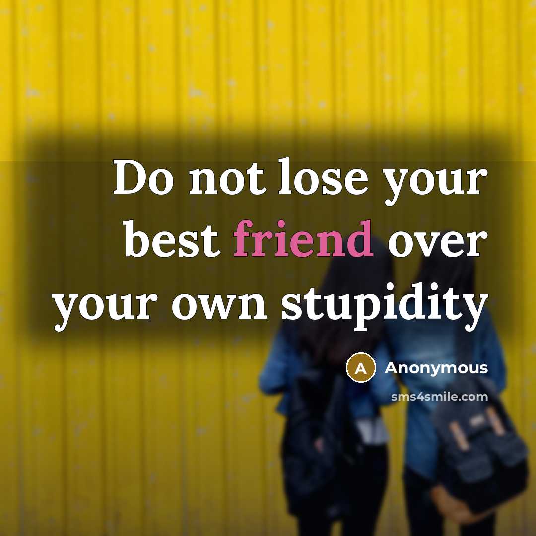“Do not lose your best friend over your own stupidity…” quote by Anonymous