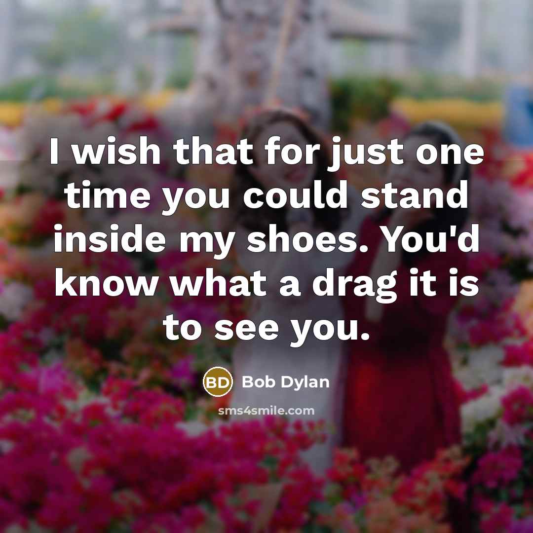 “I wish that for just one time you could stand…” quote by Bob Dylan