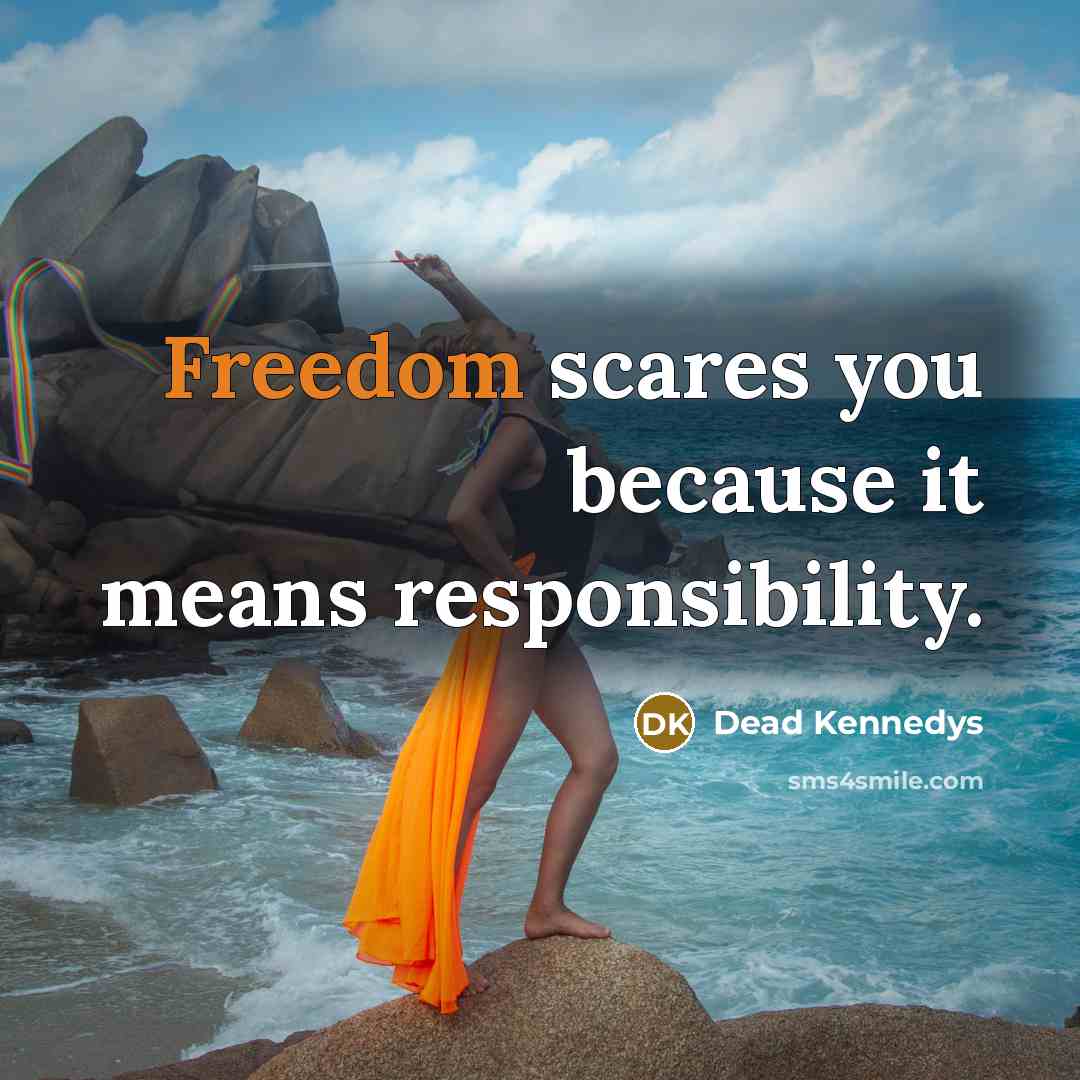 “Freedom scares you because it means responsibility.…” quote by Dead Kennedys