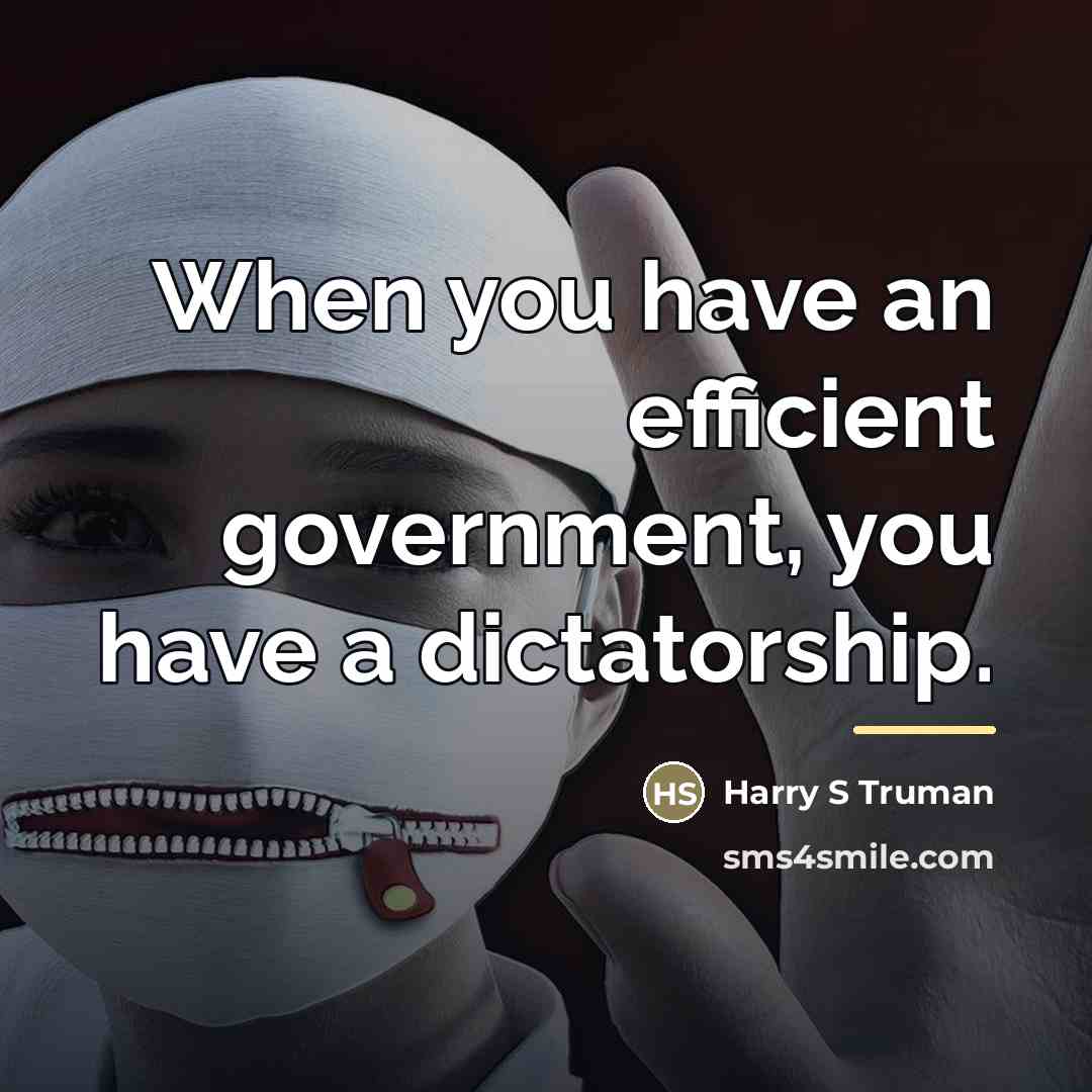“When you have an efficient government, you have a dictatorship.…” quote by Harry S Truman