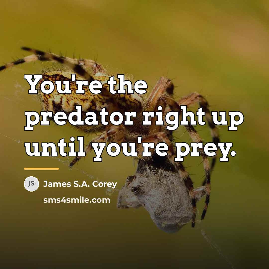 “You're the predator right up until you're prey.…” quote by James S.A. Corey