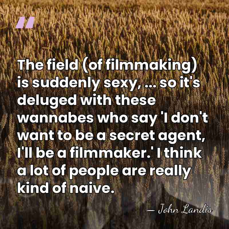 The field (of filmmaking) is suddenly sexy, ... so it's deluged with&hellip; - John Landis