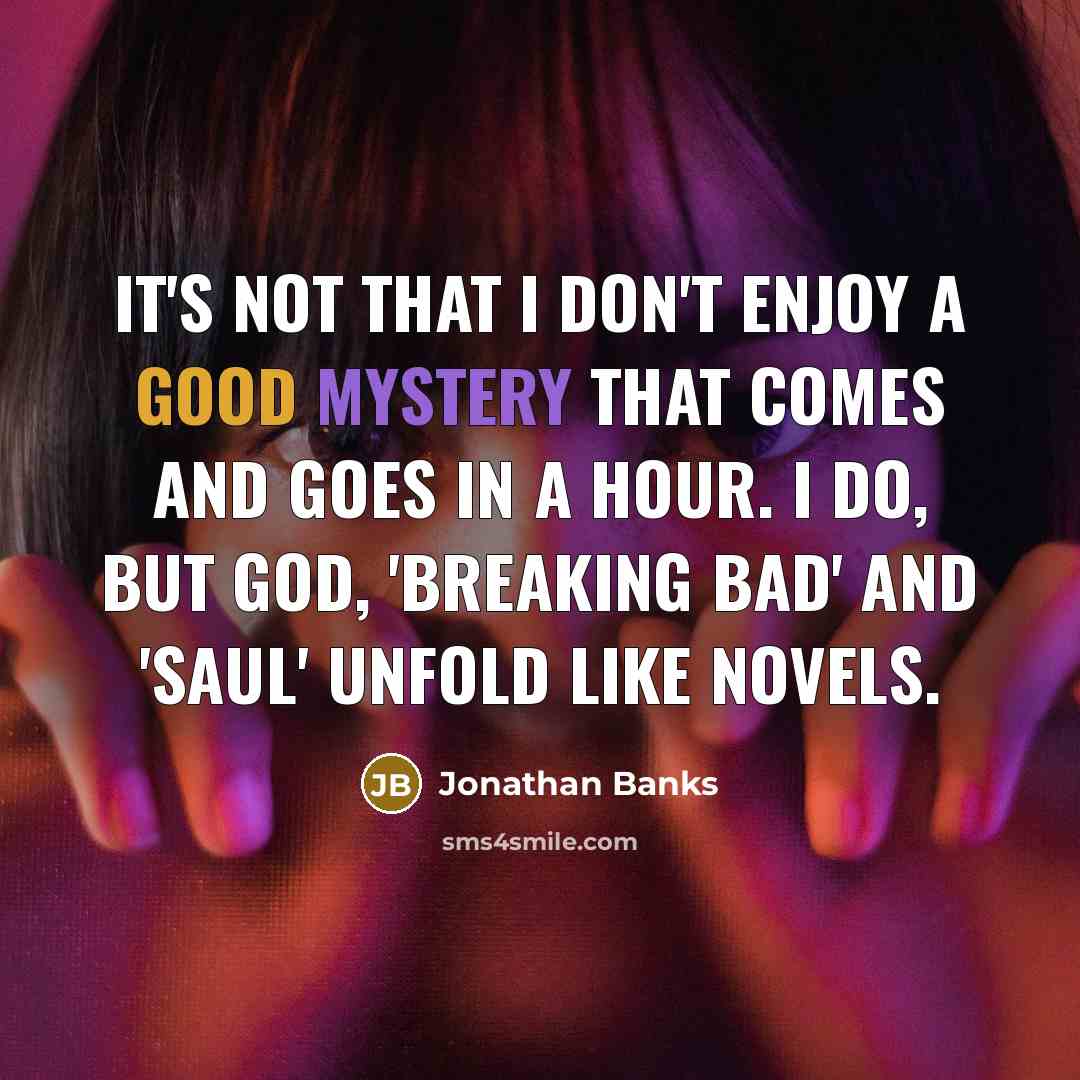 “It's not that I don't enjoy a good mystery that…” quote by Jonathan Banks
