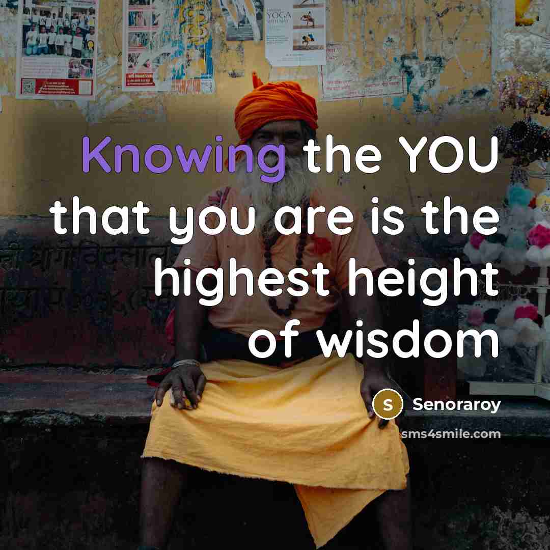 “Knowing the YOU that you are is the highest height…” quote by Senoraroy