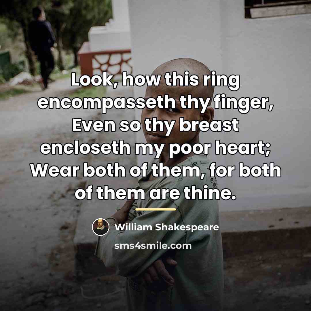 “Look, how this ring encompasseth thy finger, Even so thy…” quote by William Shakespeare
