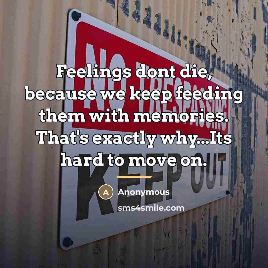 “Feelings dont die, because we keep feeding them with memories.…” quote by Anonymous