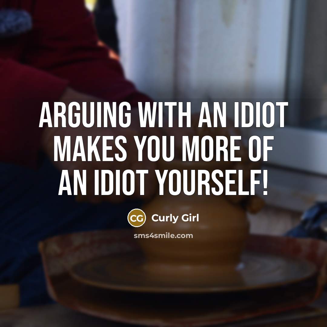 “Arguing with an idiot makes you more of an idiot yourself!” quote by Curly Girl