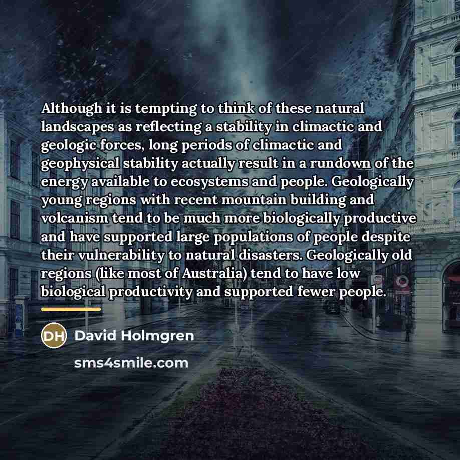 “Although it is tempting to think of these natural landscapes…” quote by David Holmgren