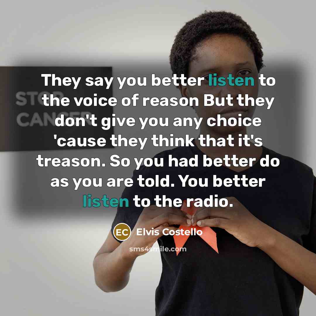“They say you better listen to the voice of reason…” quote by Elvis Costello