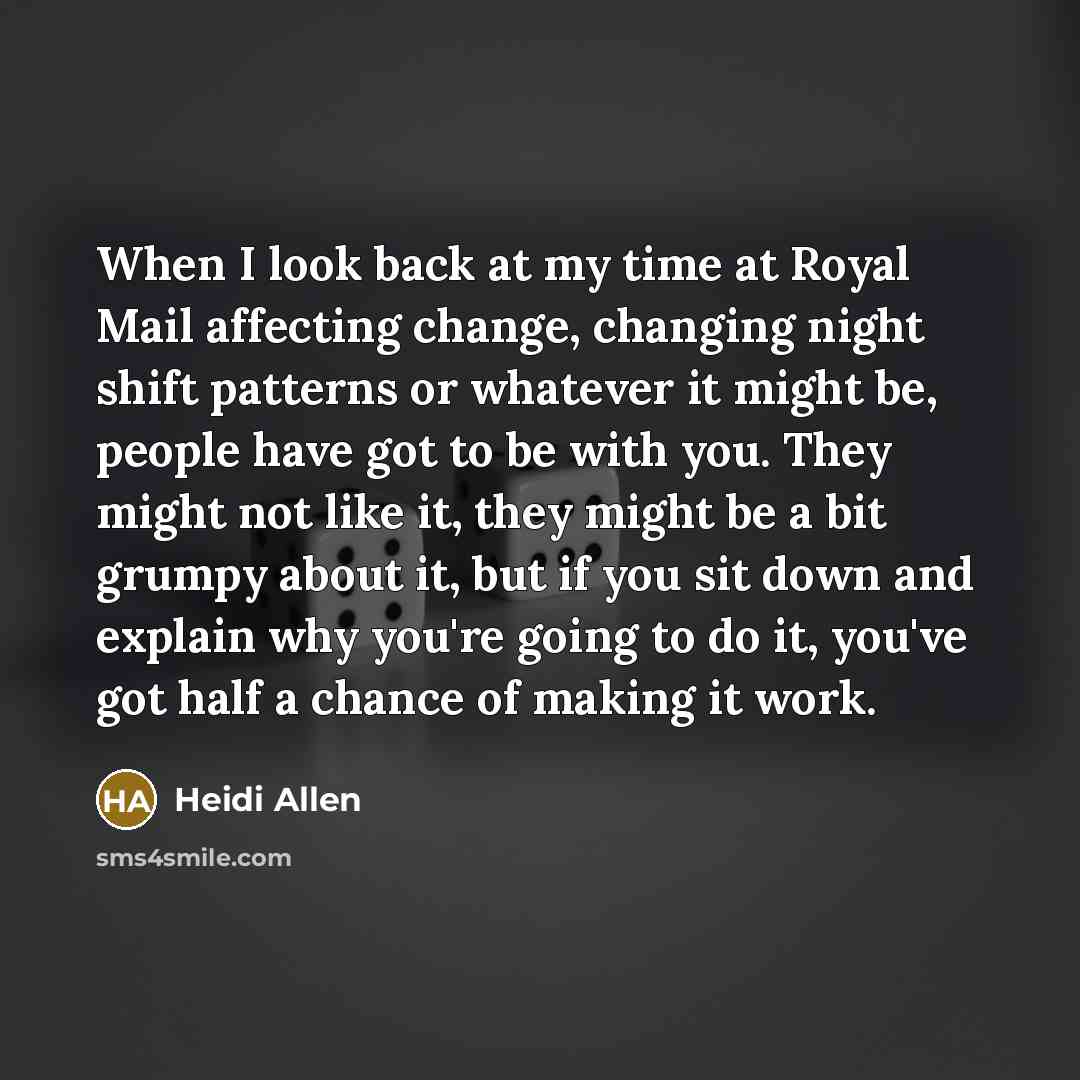 “When I look back at my time at Royal Mail…” quote by Heidi Allen