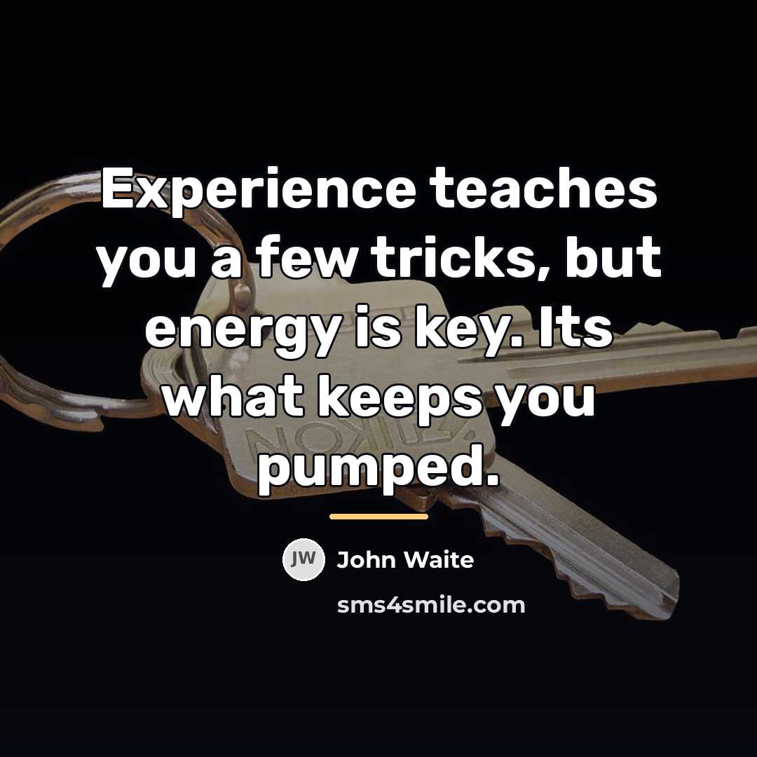 “Experience teaches you a few tricks, but energy is key.…” quote by John Waite