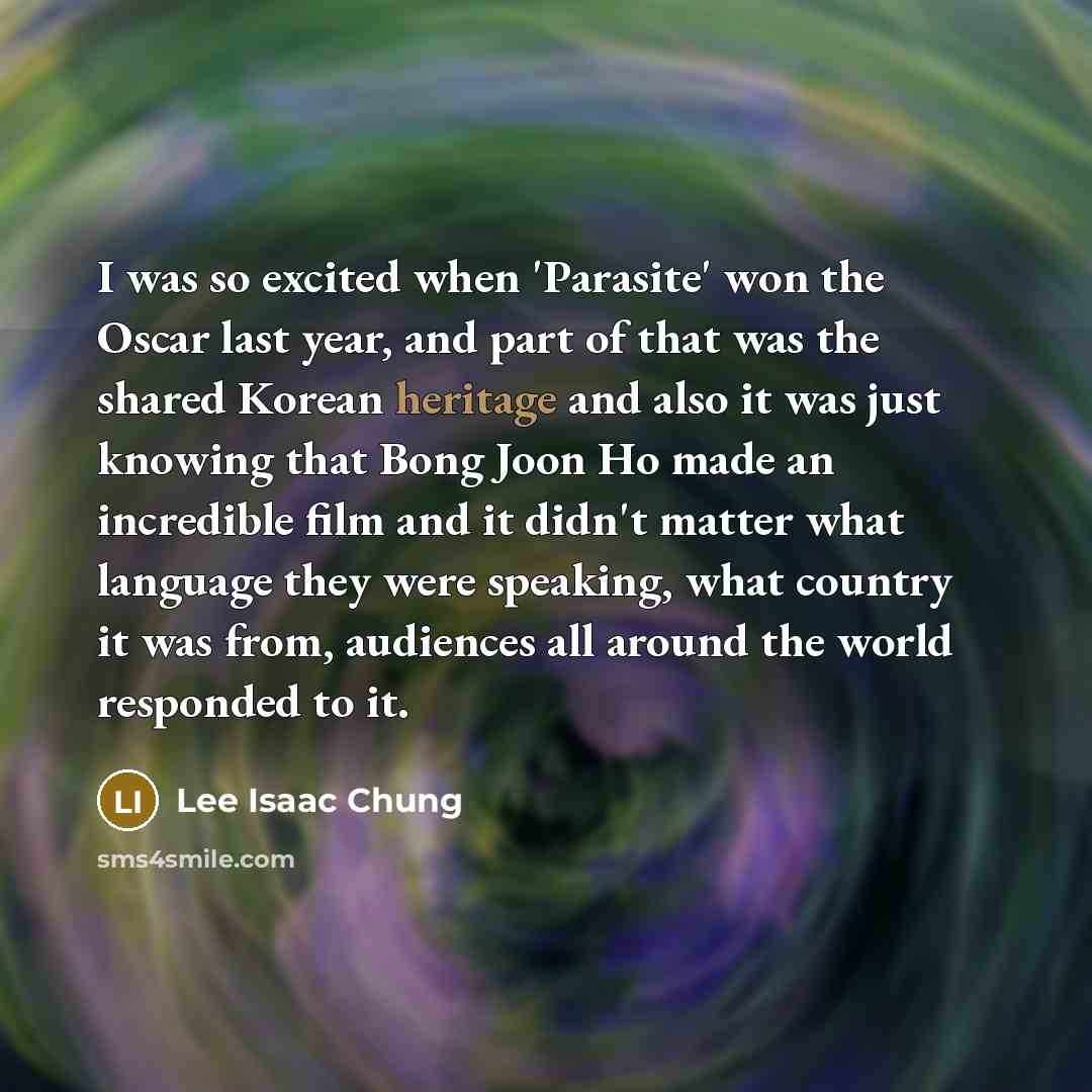 “I was so excited when 'Parasite' won the Oscar last…” quote by Lee Isaac Chung