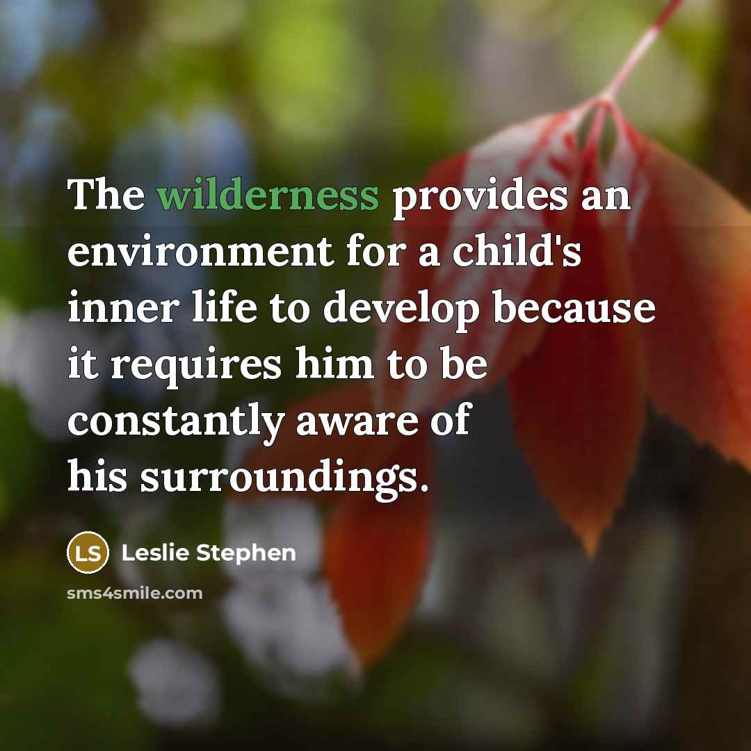 “The wilderness provides an environment for a child's inner life…” quote by Leslie Stephen