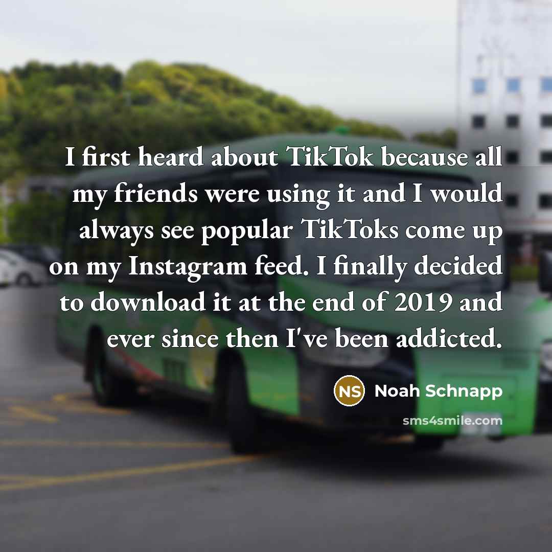 “I first heard about TikTok because all my friends were…” quote by Noah Schnapp