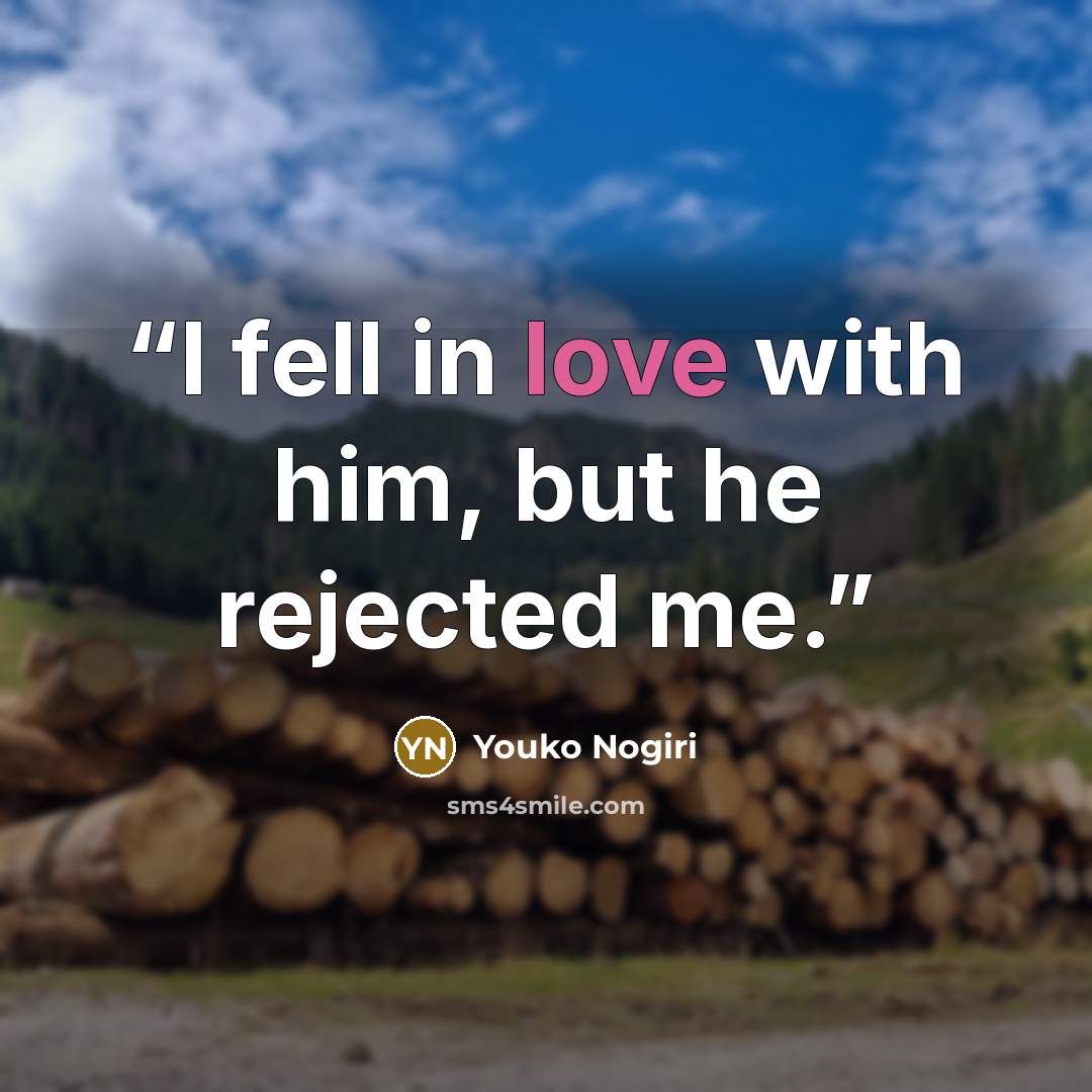“I fell in love with him, but he rejected me.” quote by Youko Nogiri