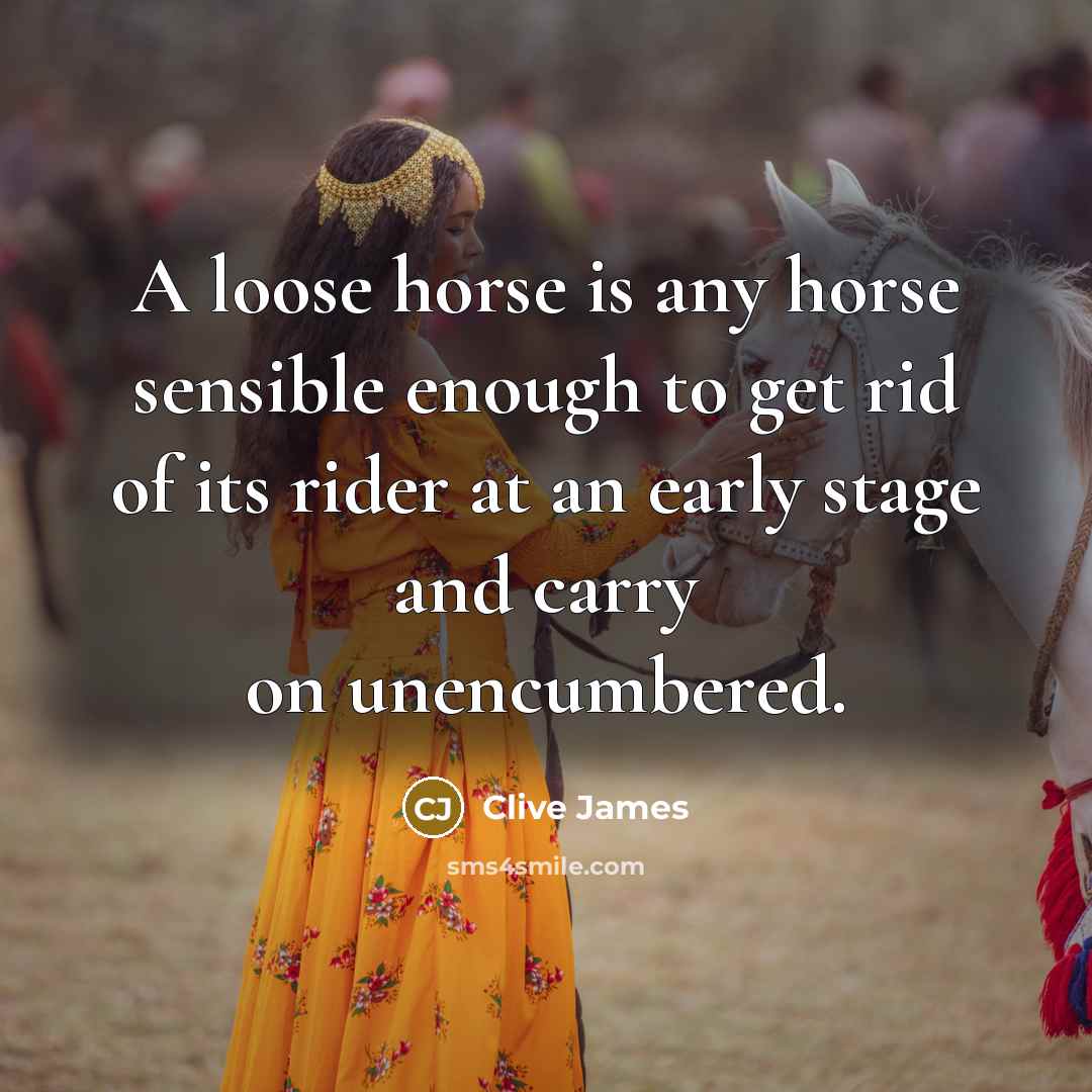 “A loose horse is any horse sensible enough to get…” quote by Clive James