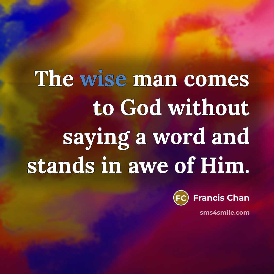“The wise man comes to God without saying a word…” quote by Francis Chan