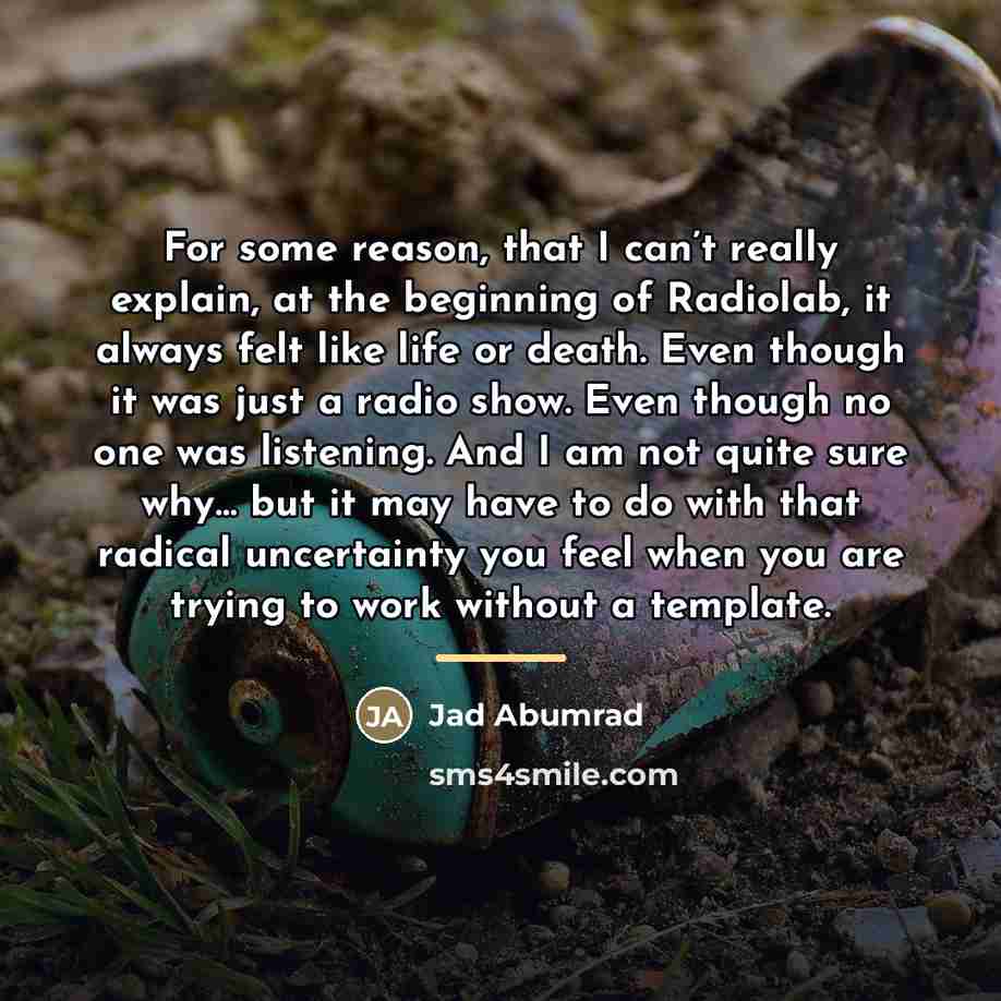 “For some reason, that I can’t really explain, at the…” quote by Jad Abumrad