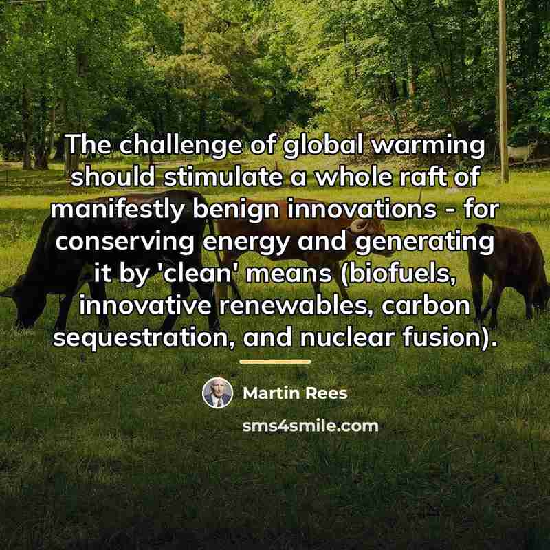 “The challenge of global warming should stimulate a whole raft…” quote by Martin Rees