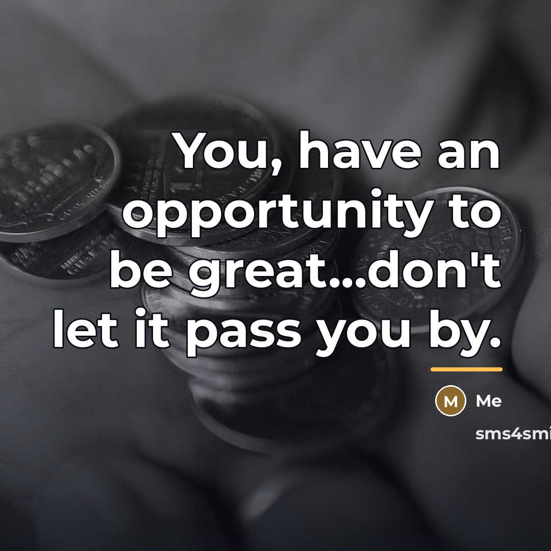 “You, have an opportunity to be great...don't let it pass…” quote by Me