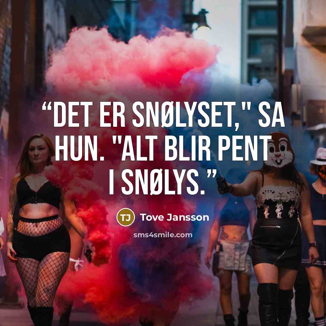 “Det er snølyset," sa hun. "Alt blir pent i snølys.” quote by Tove Jansson