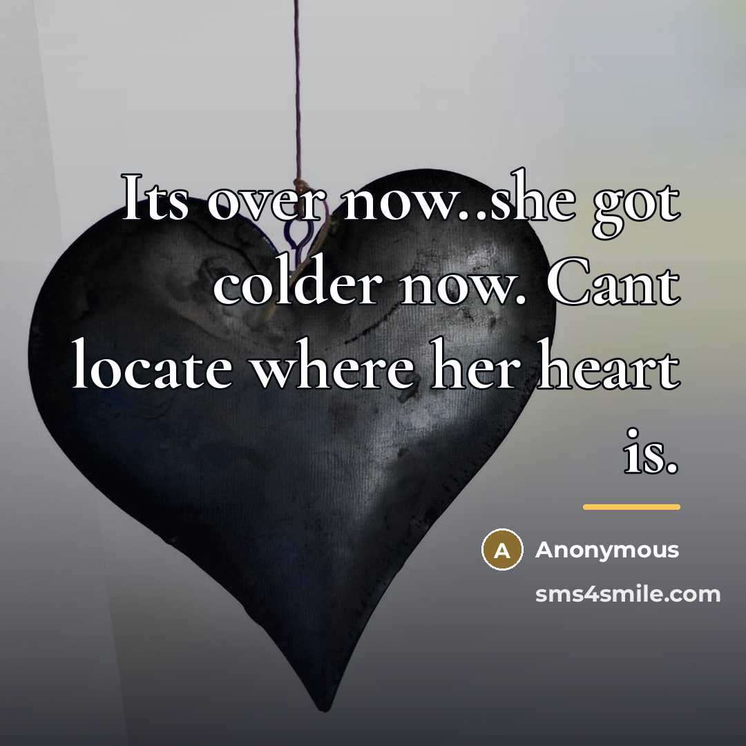 “Its over now..she got colder now. Cant locate where her…” quote by Anonymous