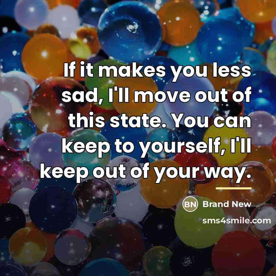 “If it makes you less sad, I'll move out of…” quote by Brand New