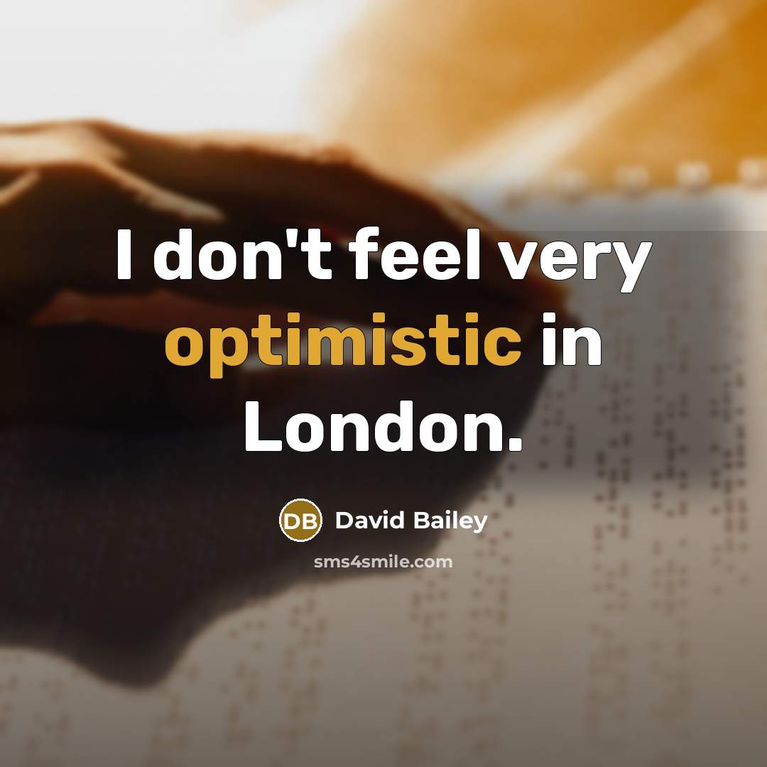 “I don't feel very optimistic in London.…” quote by David Bailey