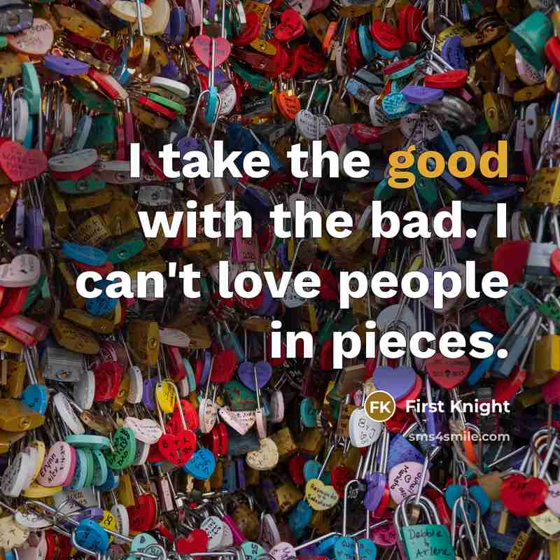 “I take the good with the bad. I can't love…” quote by First Knight