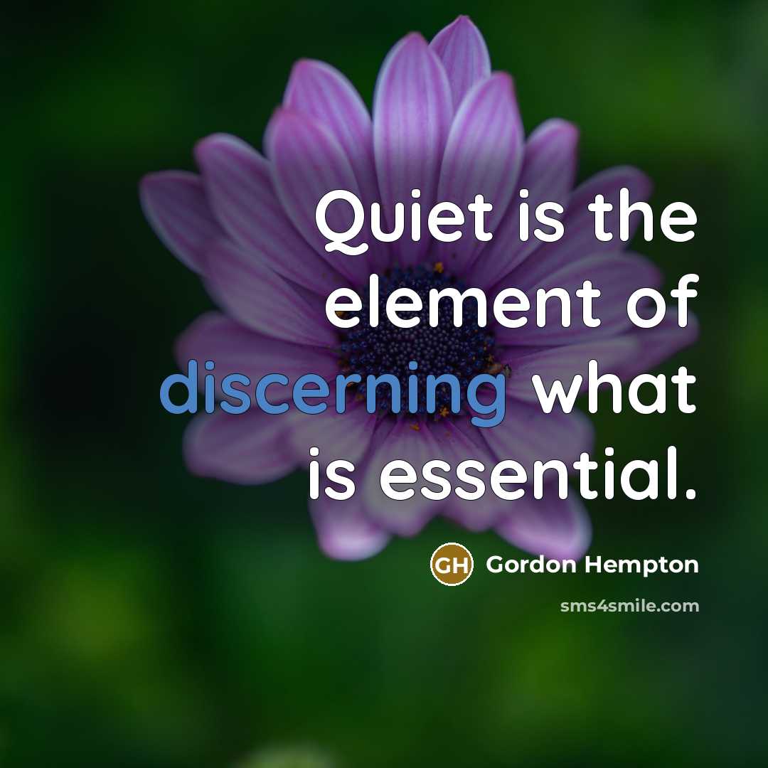 “Quiet is the element of discerning what is essential.…” quote by Gordon Hempton