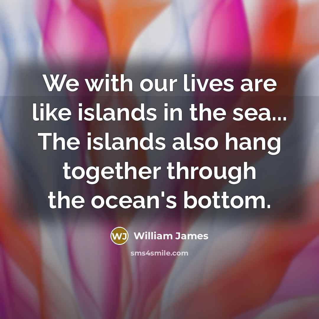 “We with our lives are like islands in the sea...…” quote by William James
