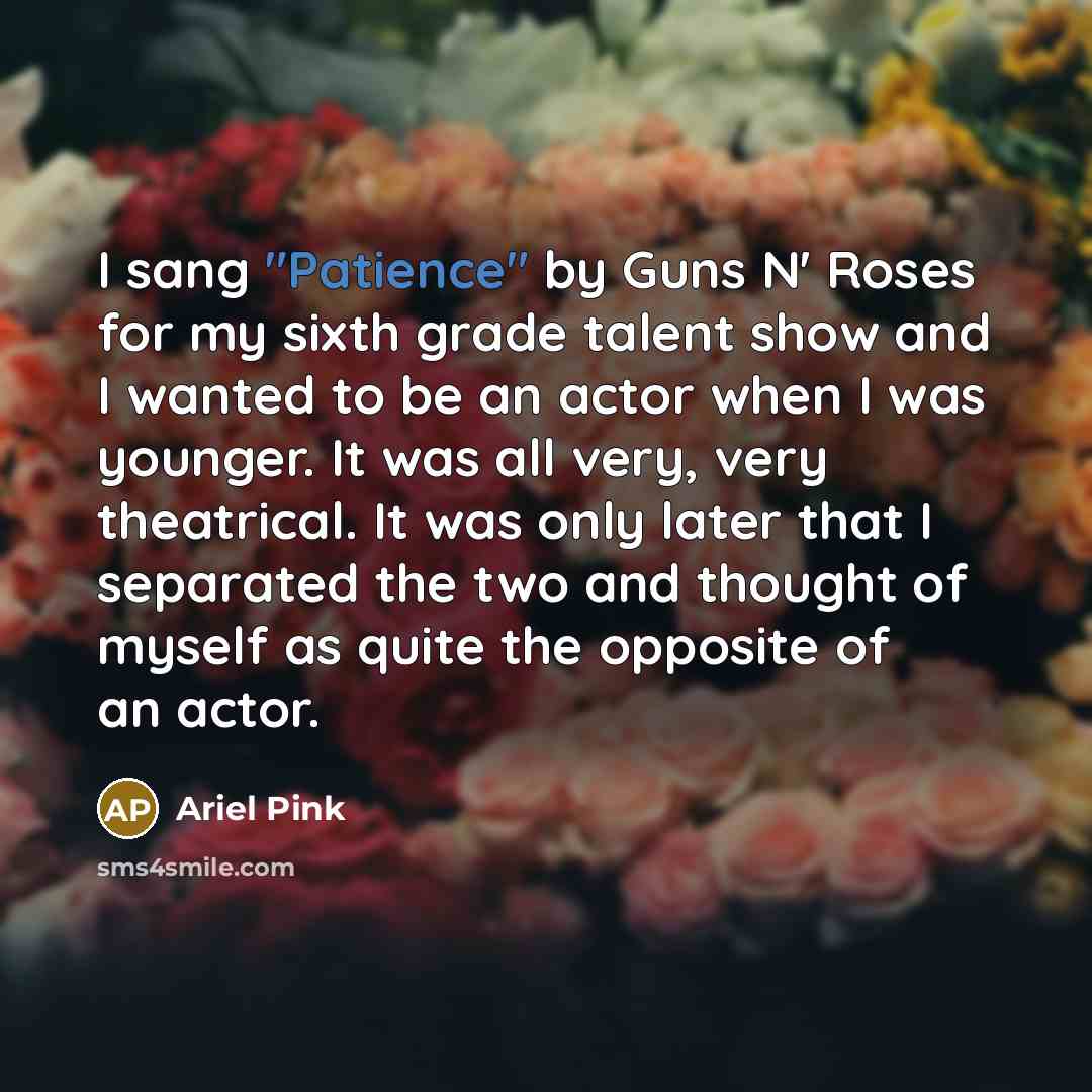 “I sang "Patience" by Guns N' Roses for my sixth…” quote by Ariel Pink