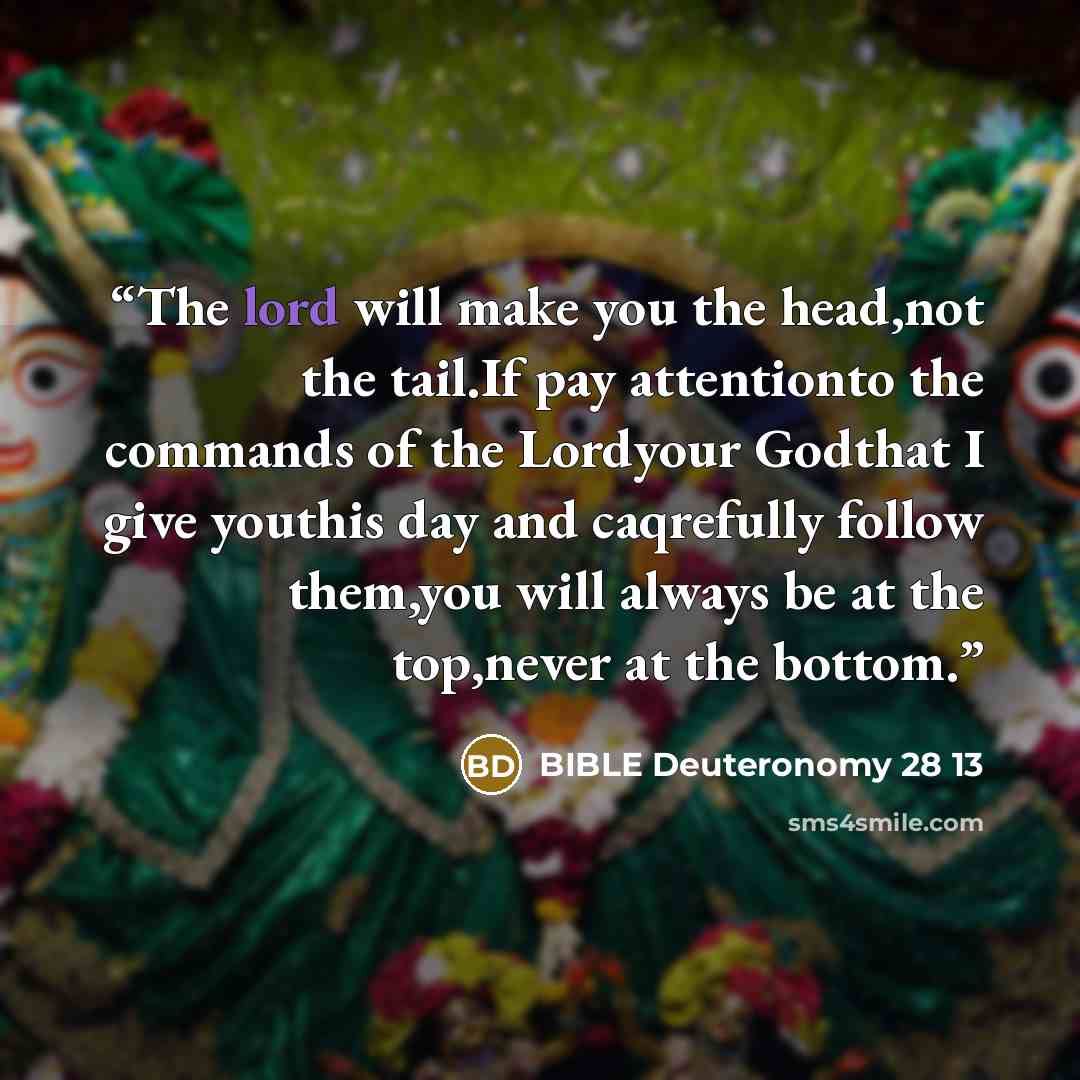 “The lord will make you the head,not the tail.If pay attentionto the commands of the Lordyour Godthat I give youthis day and caqrefully follow them,you will always be at the top,never at the bottom.” quote by BIBLE Deuteronomy 28 13