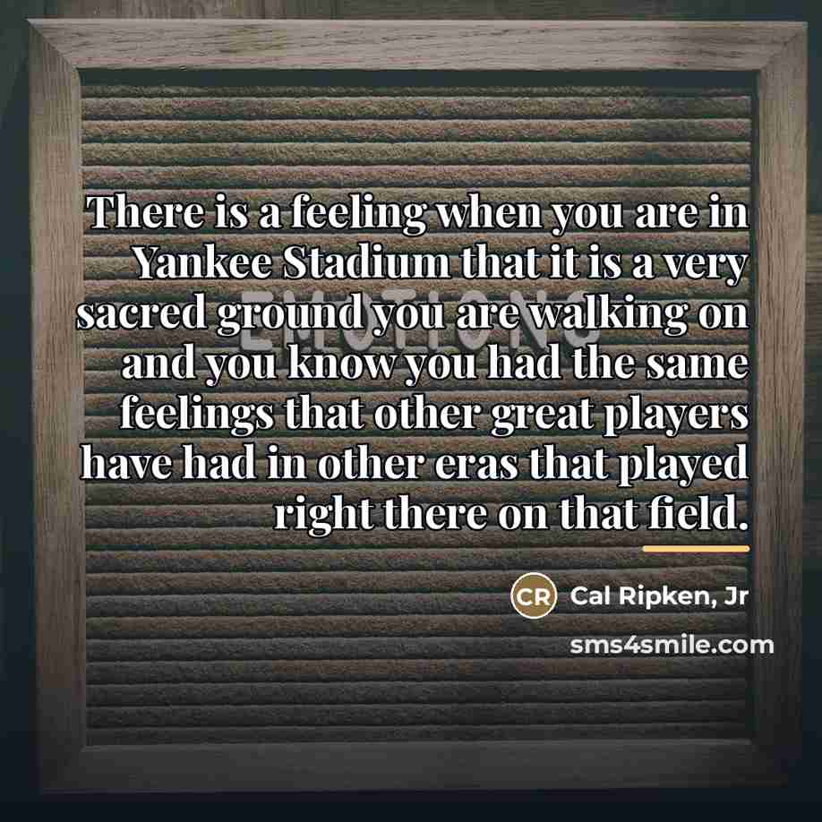 “There is a feeling when you are in Yankee Stadium…” quote by Cal Ripken, Jr