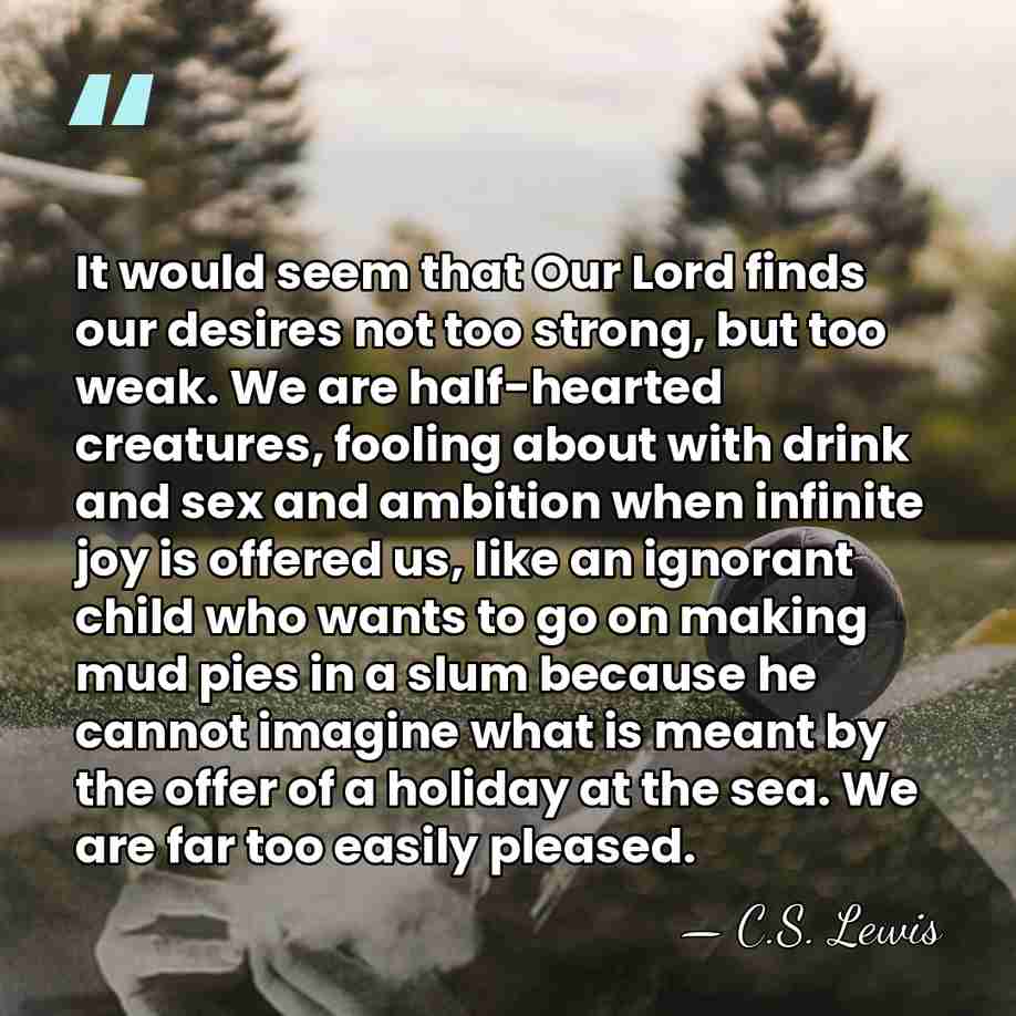 It would seem that Our Lord finds our desires not too strong,&hellip; - C.S. Lewis