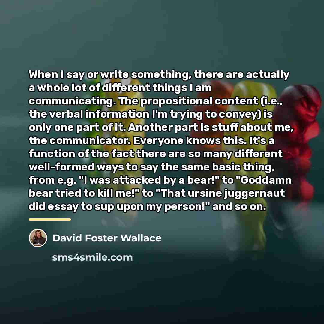“When I say or write something, there are actually a…” quote by David Foster Wallace